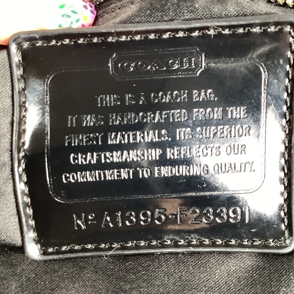 Coach F23391‎ Poppy Bag Black Tan Signature XLarge Tote Crossbody diaperbag